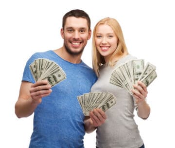 We would all like to be this young couple with handfuls of cash.