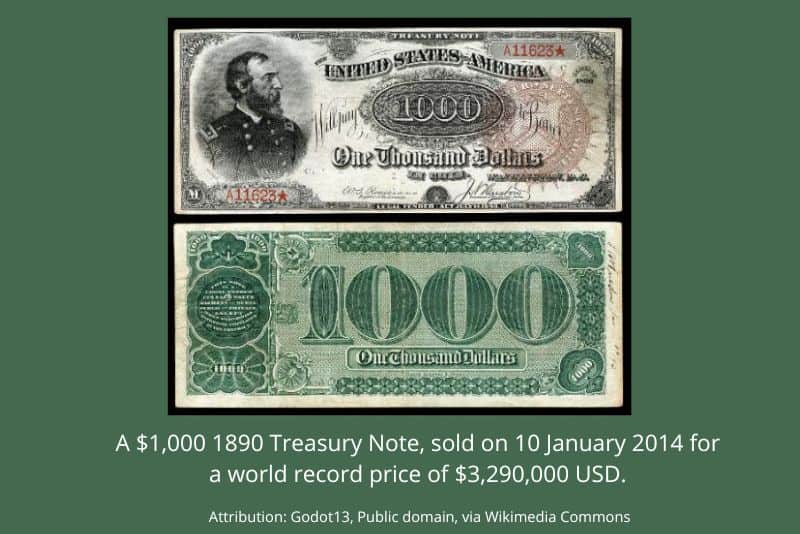 A $1000 1890 US Treasury Note