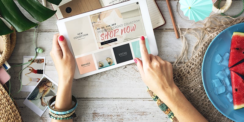 Woman shopping on her tablet.