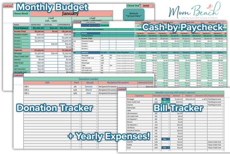 If you want to get a handle on your budget, get these Mom Beach monthly budget spreadsheets for download. 