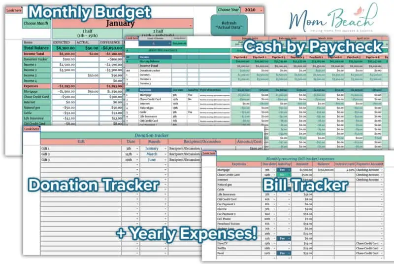If you want to get a handle on your budget, get these Mom Beach monthly budget spreadsheets for download.