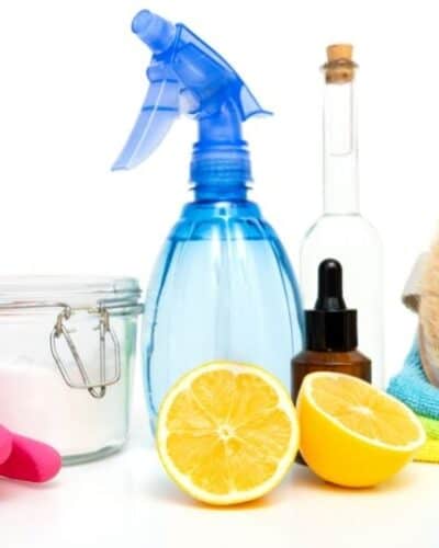 spray bottle baking soda lemons essential oil bottle to diy cleaning supplies