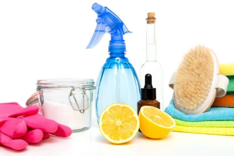 spray bottle baking soda lemons essential oil bottle to diy cleaning supplies