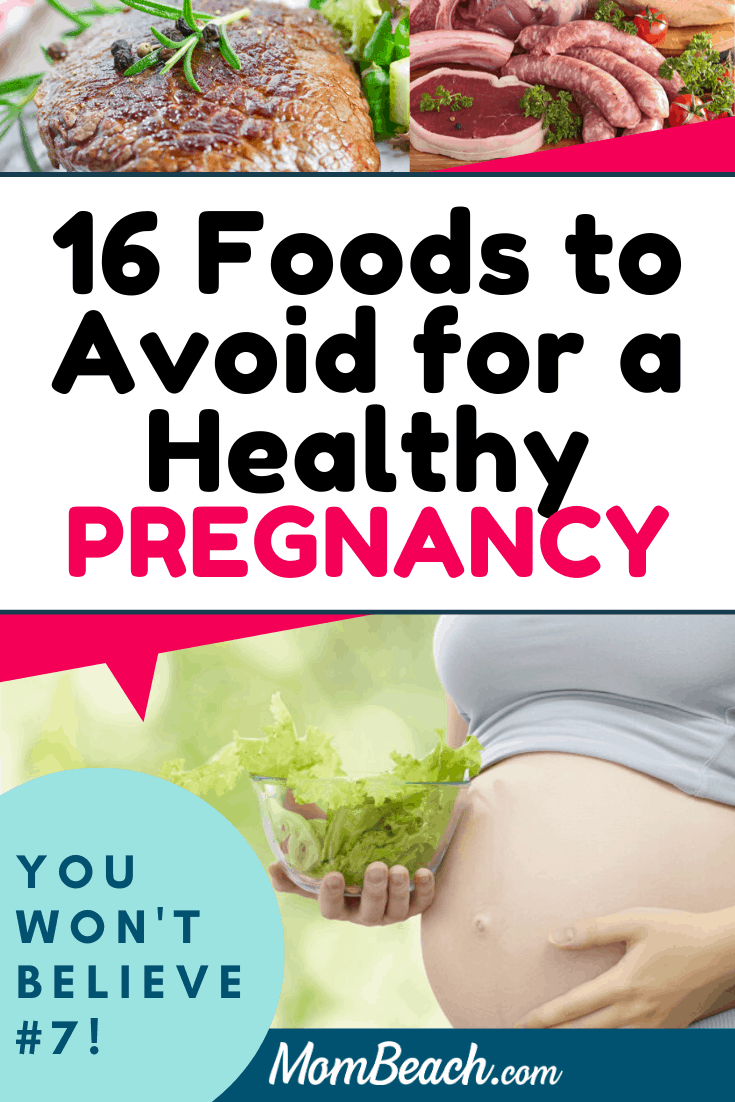 Avoid these 16 foods and food types during pregnancy! These foods to avoid during pregnancy are essential so that you have a healthy pregnancy. You can eat the wrong foods, which can make you sick or harm your health during pregnancy. This article is a must read to educate yourself on proper food choices. #foodstoavoidwhilepregnant #pregnancytips #pregnancyhealth #pregnancy #firstpregnancy #pregnant #pregnanttips #pregnanthealth #pregnantfoods