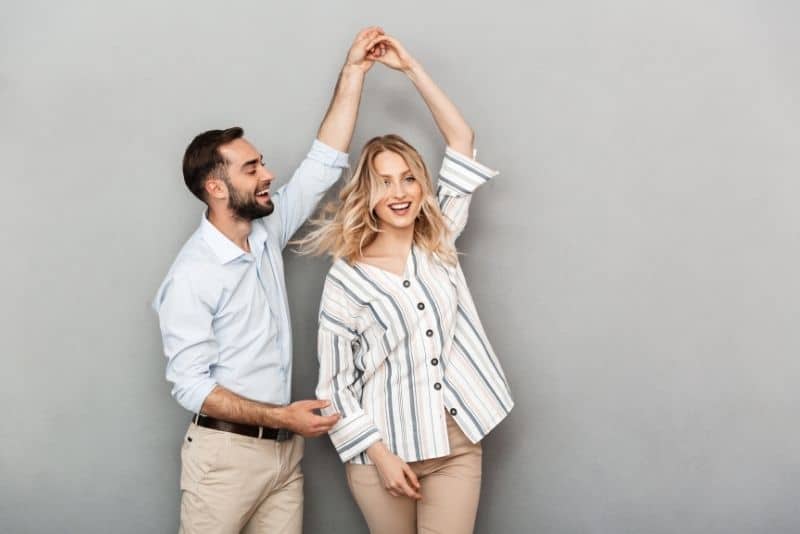 Couple dancing and having a free date.