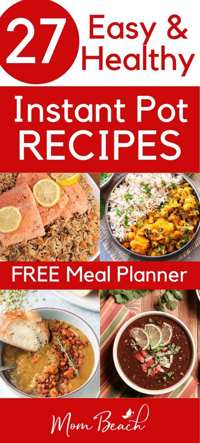 You won't believe how easy these 27 healthy Instant Pot recipes are! They are great for clean eating and most are low carb. There are salmon, chicken, vegetarian, beef, and keto recipes that are perfect for weeknight dinners. Families will love these yummy recipes! #healthyinstantpotrecipes #healthycleaneatinginstantpotrecipes #instantpotrecipes #lowcarbinstantpotrecipes