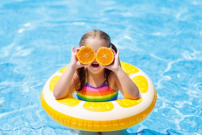 toddler in a swimming pool