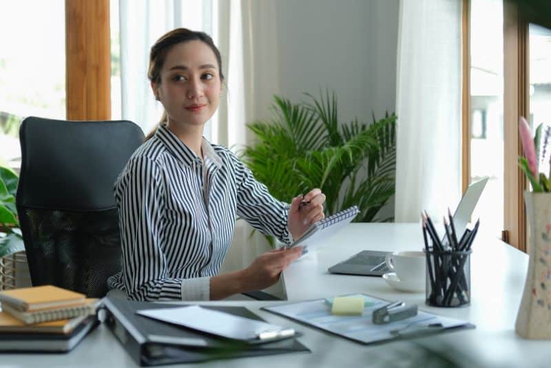 Woman dealing with her finances.