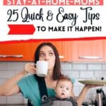 Stay-at-home mom with coffee and trying to budget with child.