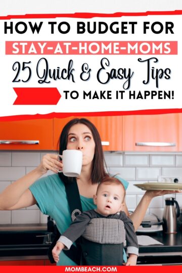 Stay-at-home mom with coffee and trying to budget with child.