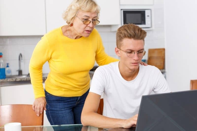 grandma and grandson on laptop