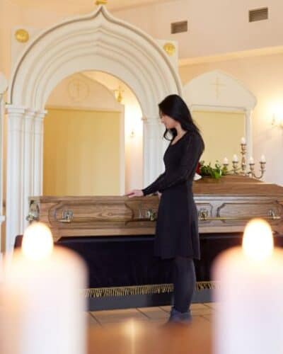 Woman at funeral home.