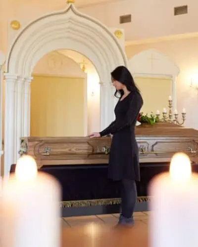 Woman at funeral home.