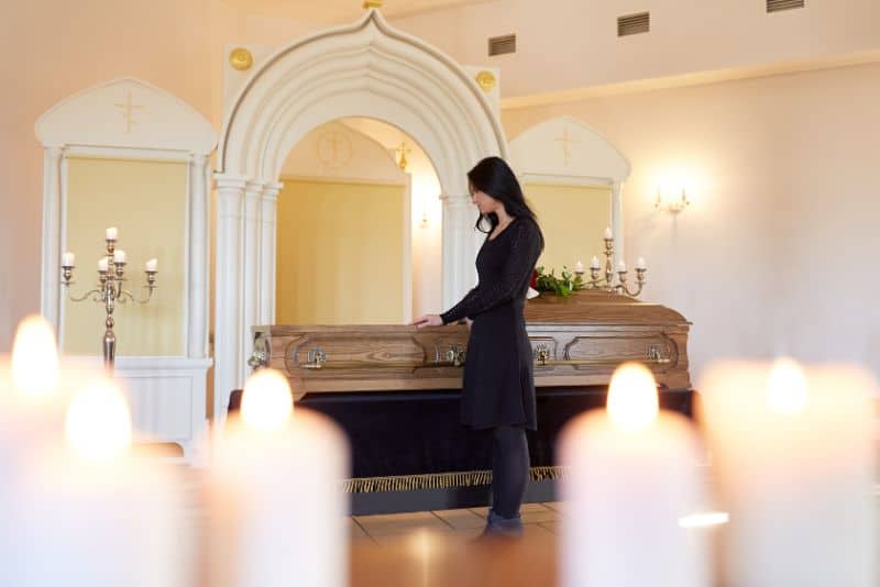 Woman at funeral home.