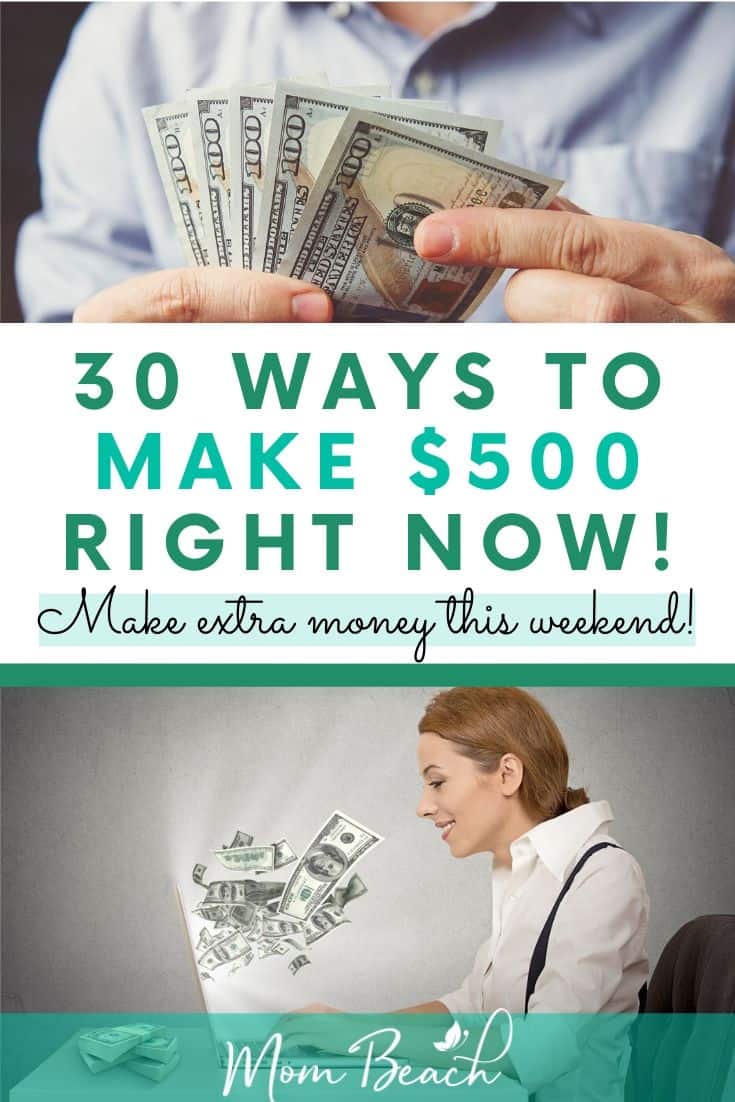 This in-depth guide explains how to make $500 right now in your spare time. These 30 ways are simple to follow and will help you earn cash in no time at all. Make money online right now if you need to make the rent or pay off your credit card debt. #make500fast #makemoneyonline #howtomake500fast #moneytips #money #makemoneynow #quickcash #fastcash