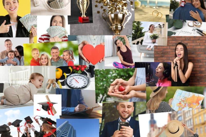 Money vision board collage.