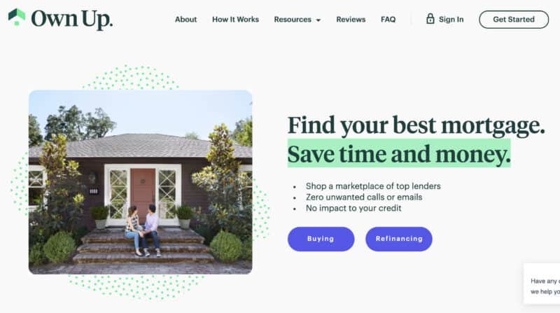 Own Up Homepage view.