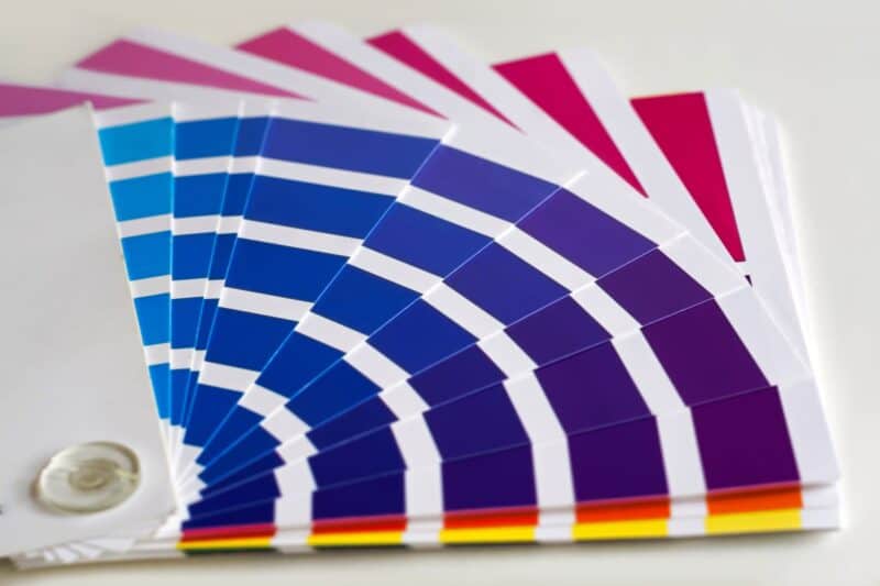 Does it hurt to look at these paint samples in different shades of blue and purple? Sensitivity to colors can be a sign of pregnancy. 