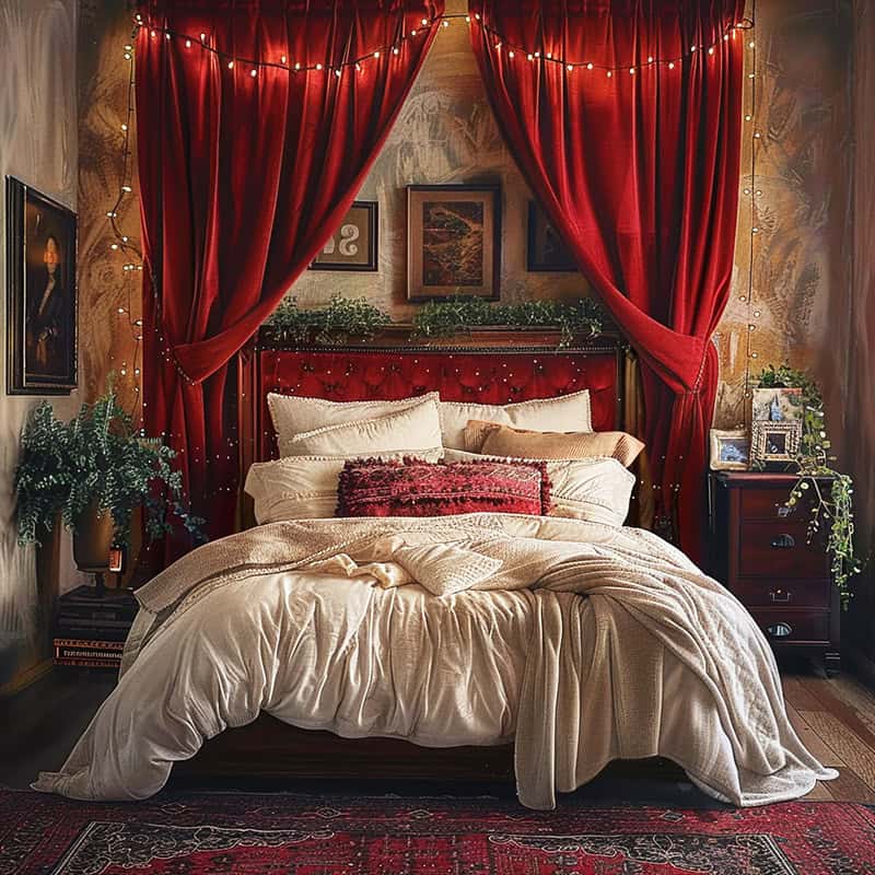 Red home bedroom refresh.
