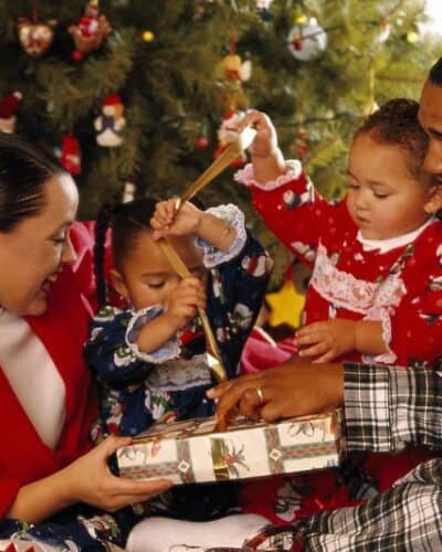Family at Christmas time.