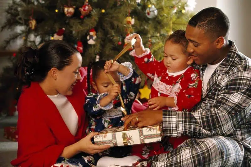 Family at Christmas time.