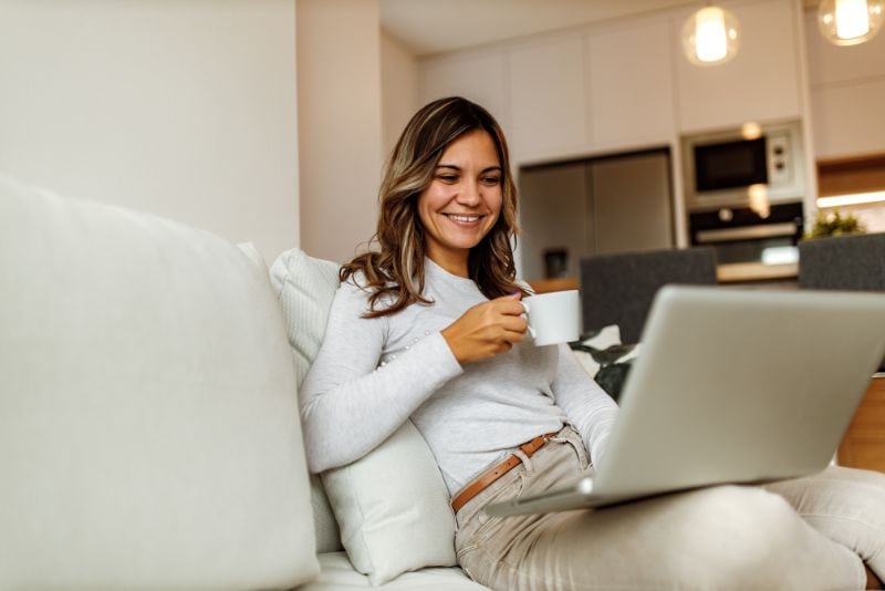 Happy mom with a morning routine.