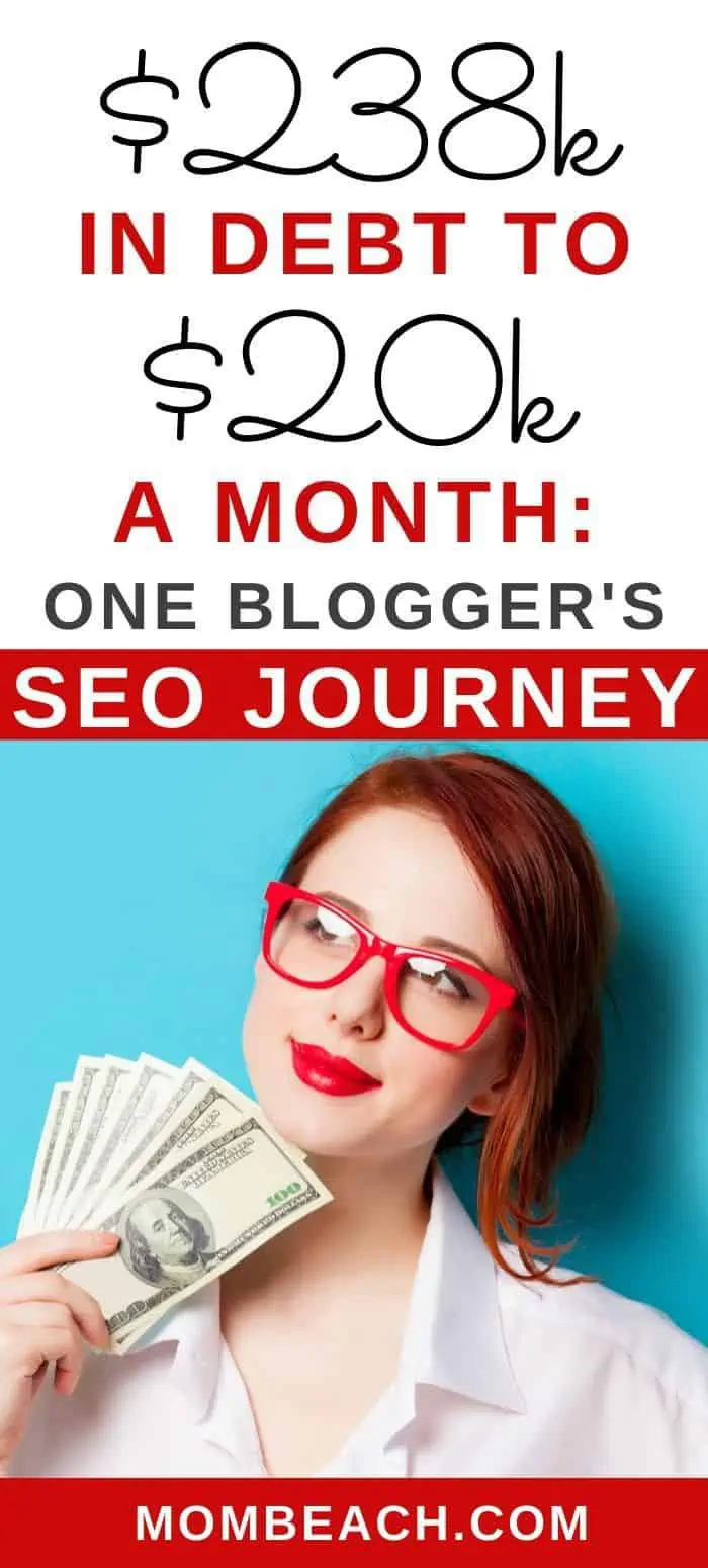 Debbie Gartner went from $238k in debt to $20k a month by using SEO on her blog! Find out how to use SEO on your blog to get free traffic a month Debbie Gartner gets 500k page views a month from using SEO and Pinterest traffic. Learn from this master blogger right now! If your are a blogging beginner this is helpful for you too. #seo #bloggerseo #blogging101 #bloggingforbeginners #beginnerSEO #seoforbloggers