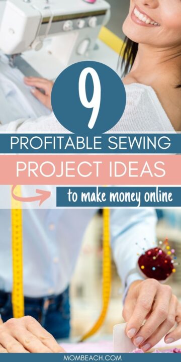 Woman sewing and doing alterations on a Pinterest pin.
