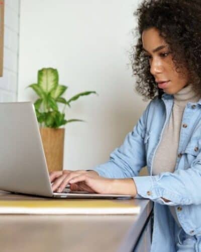 Woman creating an online course.