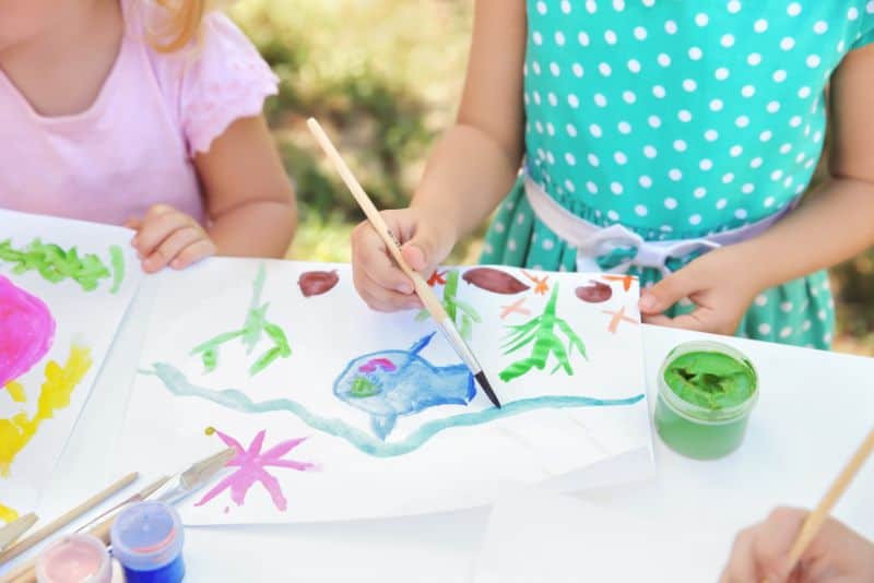 Kids painting.