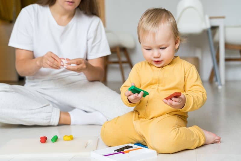 Toddler with play dough!