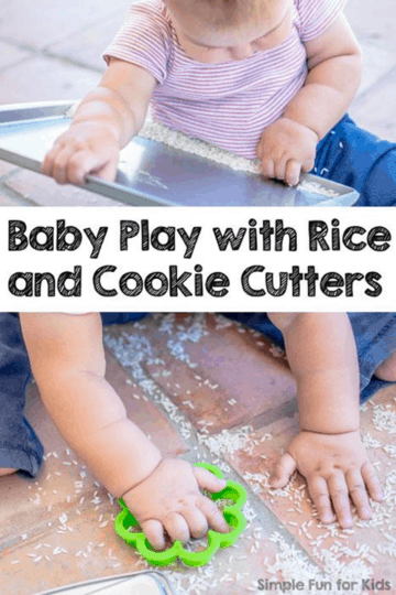 Baby Play with Rice and Cookie Cutters