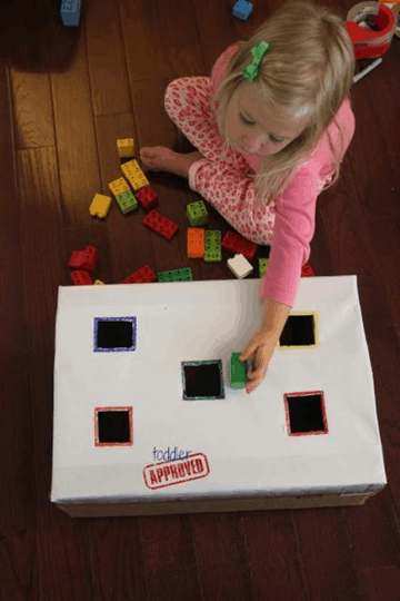 Sort and Drop Color Activity with Lego Bricks